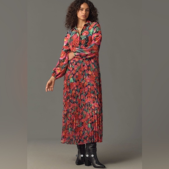 Farm Rio x Anthropologie Pleated Drop-Waist Maxi Dress - Picture 1 of 9